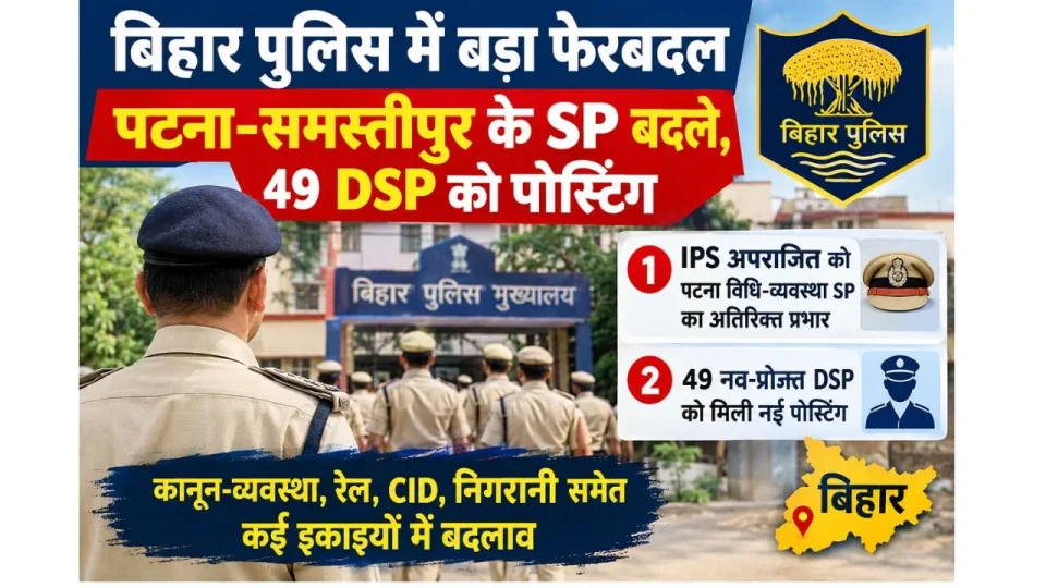 बिहार पुलिस में फेरबदल।