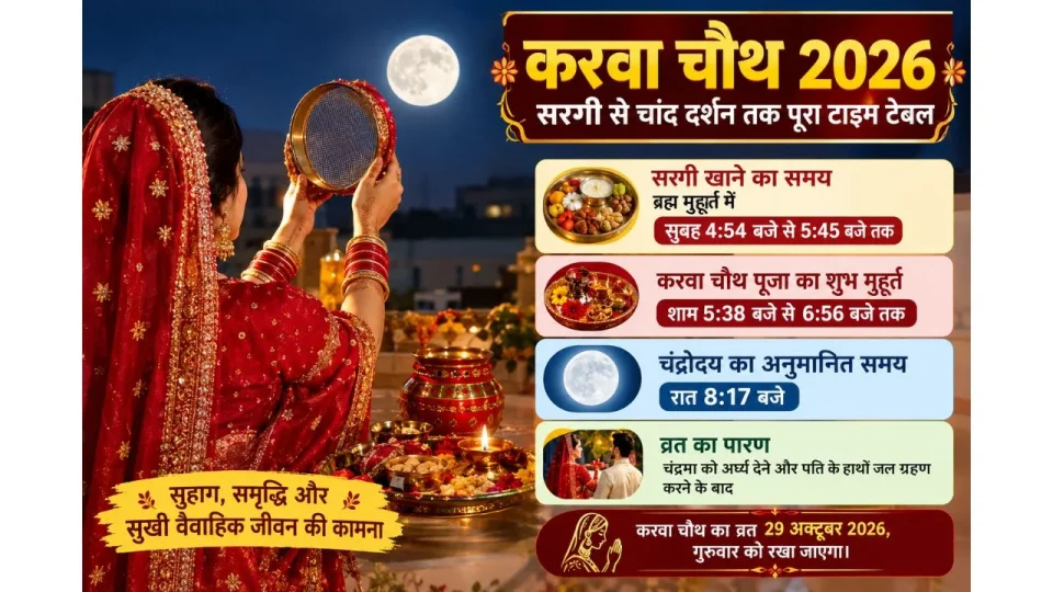 करवा चौथ 29 अक्टूबर को, सरगी से चांद दर्शन तक नोट करें पूरा टाइम टेबल