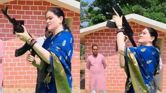  साड़ी पहन IPS अंकिता शर्मा ने AK-47 से की फायरिंग, दशहरे पर शस्त्र पूजन