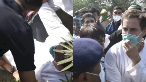 यूपी: हाथरस जा रहे राहुल गांधी पुलिस की धक्कामुक्की से सड़क पर गिरे, धरने पर बैठे, राहुल प्रियंका समेत अरेस्ट