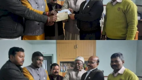धनबाद:अयोध्या में राम मंदिर निर्माण के लिए बेकारबांध के अरविंद कुमार शर्मा ने दी 101000  रुपये की सहयोग राशि
