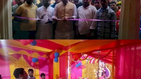 धनबाद: रणविजय सिंह ने वेस्टमोदीडीह सरस्वती पूजा पंडाल का उद्धघाटन किया