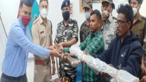 चतरा: दस लाख का इनामी उग्रवादी रघुवंश गंझू समेत  टीएसपीसी के दो उग्रवादियों ने किया सरेंडर