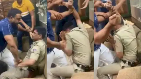 नई दिल्ली: पॉलिटिकल लीडर ने पुलिसकर्मी को बेरहमी से पीटा, वीडियो वायरल 