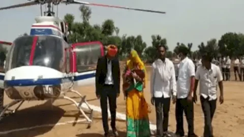 राजस्थान:35 साल बाद हुई पोती का जन्म, दादा ने मनाया अनूठा जश्न, फसल बेचकर हेलीकॉप्टर से लाया घर