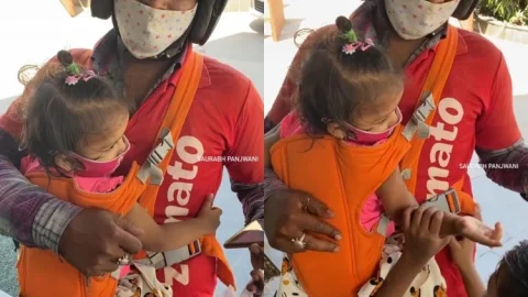 गोद में बच्ची को ले ऑर्डर पहुंचाने निकल गयी डिलीवरी वुमन, जोमैटो भी हो गया फैन, मांगी डिटेल