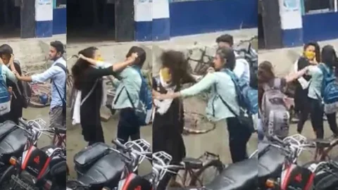 बिहार: रोड पर भिड़ी दो लड़कियां, एक-दूसरे को पटक कर मारा, बाल खींचे, चले लात-घूंसे, वीडियो वायरल