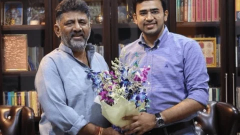 Karnataka : डिप्टी सीएम डीके शिवकुमार से मिले बीजेपी एमपी तेजस्वी सूर्या, गरमाई सियासत