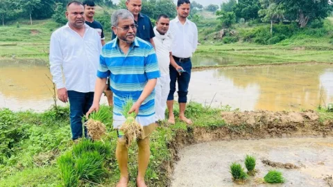 Jharkhand : बाबूलाल मरांडी अपने खेत में किया धान रोपनी, सोशल मीडिया पर शेयर की फोटो