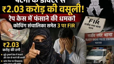 पटना के डॉक्टर से ₹2.03 करोड़ की वसूली! रेप केस में फंसाने की धमकी, कोचिंग संचालिका समेत 3 पर FIR
