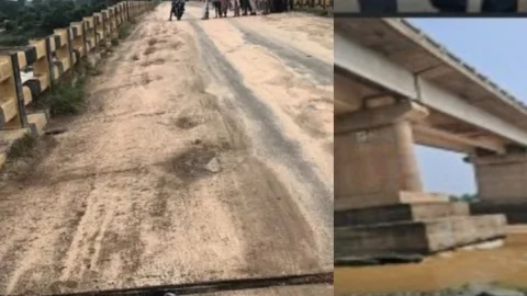 चार साल से रोक, फिर भी दौड़े भारी वाहन; अब धंस गया बजराघाट पुल, जामताड़ा-धनबाद संपर्क टूटा