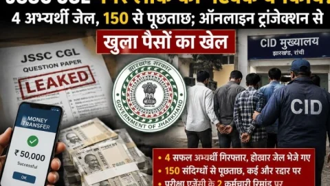 JSSC CGL पेपर लीक का नेटवर्क बेनकाब! चार अभ्यर्थी जेल, ऑनलाइन ट्रांजेक्शन से खुला पैसों का खेल