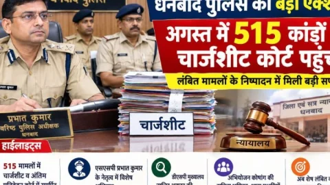 धनबाद पुलिस का बड़ा एक्शन: अगस्त में 515 कांडों की चार्जशीट कोर्ट पहुंची